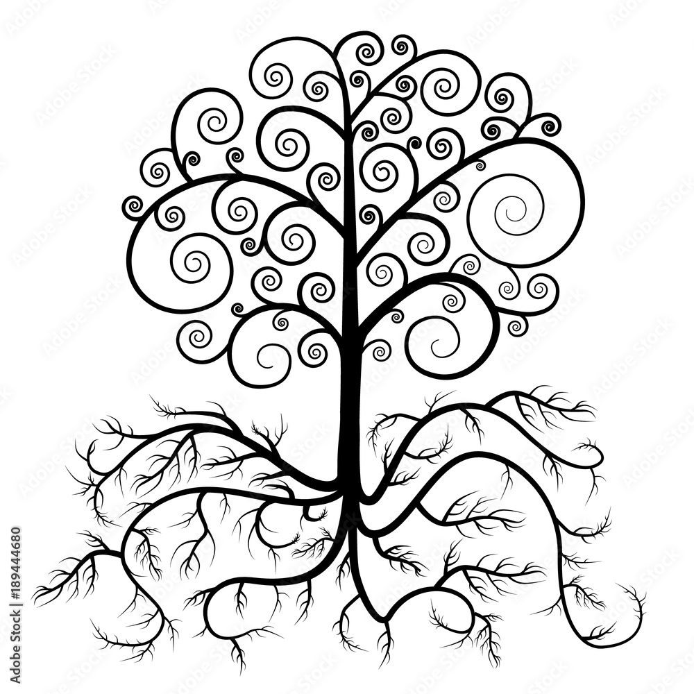 Poster tree with roots vector