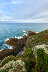 seaside of Pointe de la Garde Guérin and beautiful view on emerald coast, near Saint-briac sur mec , Brittany, France  