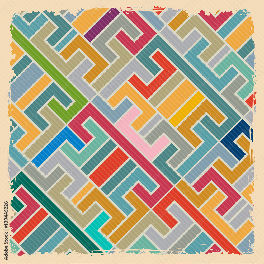 Poster abstract retro vector geometric backdrop. textile background. top view carpet.