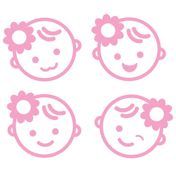 Baby Girl Face Icon Symbol Isolated Background