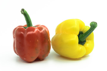 Two sweet pepper on white background