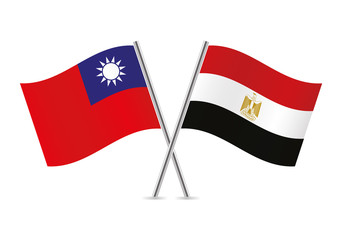 Taiwan and Egypt flags. Vector illustration.