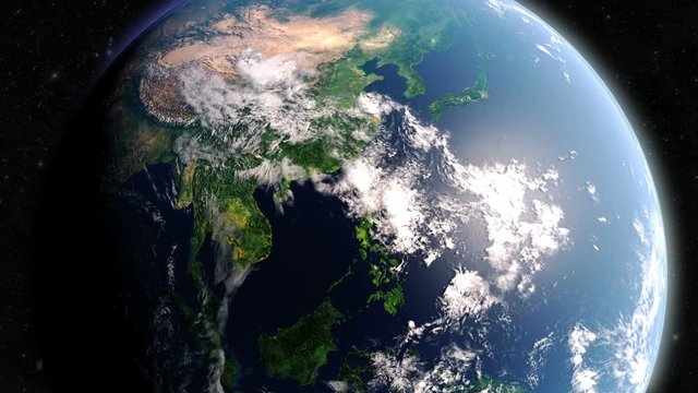 Japan, Earth Globe View From Space
