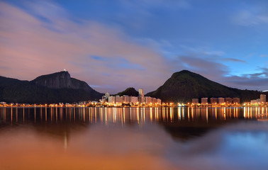 Spectacular aerial view of Rio de Janeiro at night.