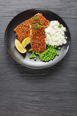 crusted Fish Fillets served with rice
