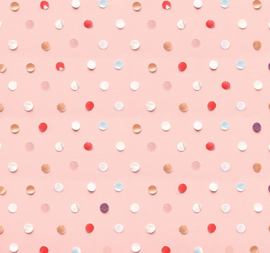 Polka dot pattern made of confetti