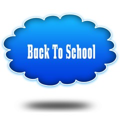 BACK TO SCHOOL text message on hovering blue cloud.