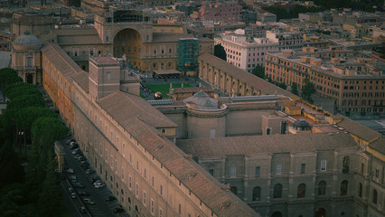 Top view of Vatican and Rome cityscape, sunset time  