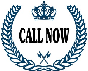 Blue laurels seal with CALL NOW text.