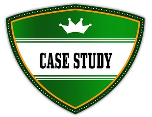 CASE STUDY written on green shield with crown.