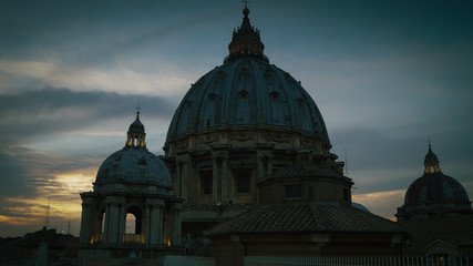 Fototapeta na wymiar The view dome of St Peter Basilica , Rome, Vatican, Italy.