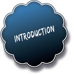 INTRODUCTION text written on blue round label badge.