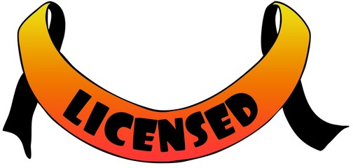 Orange ribbon withLICENSED text.