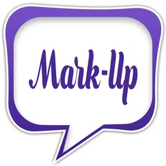 Violet square speech bubble with MARK UP text message