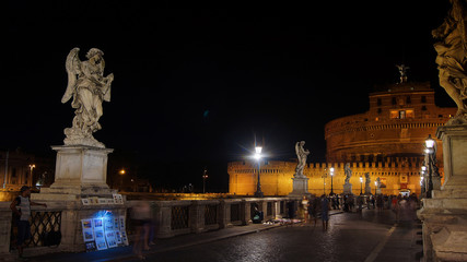 View on famous Saint Angel castle in Rome, Italy.