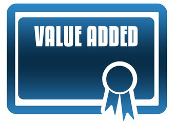 VALUE ADDED blue certificate.