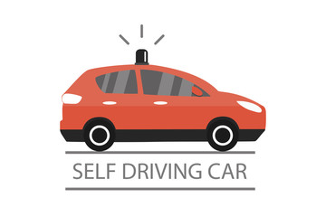 Self driving car,cartoon future transport concept