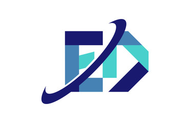 ED Ellipse Swoosh Ribbon Letter Logo
