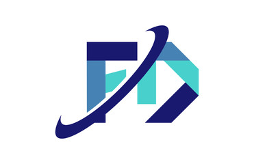 FD Ellipse Swoosh Ribbon Letter Logo