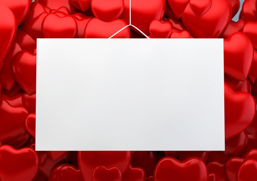 blank card and hearts background