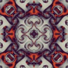 Seamless background pattern. Symmetric decorative geometric mosaic art tile pattern.