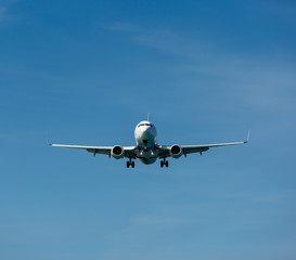Passenger airplane in clouds