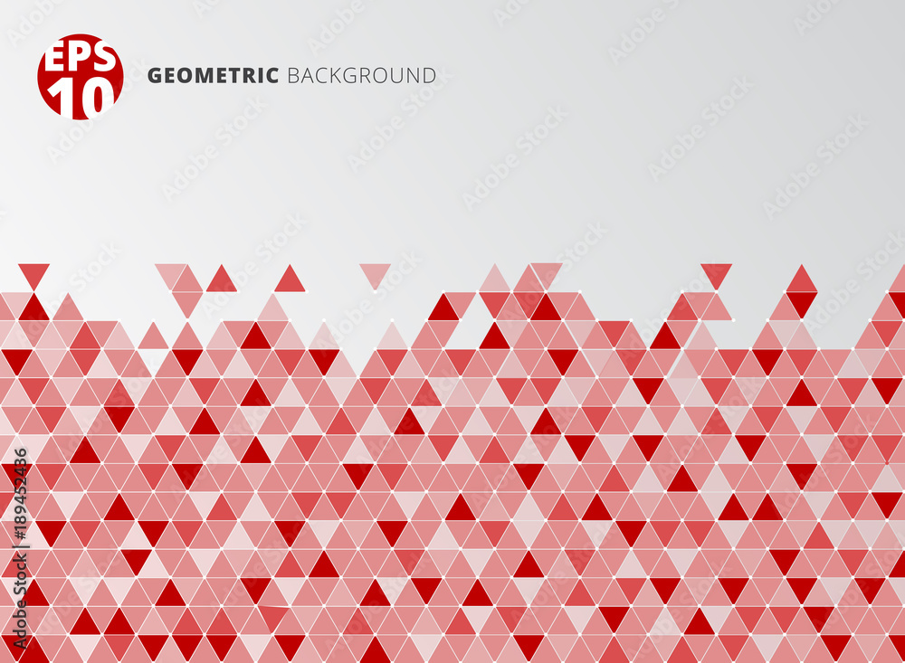 Poster abstract red geometric triangle structure background and texture with copy space.