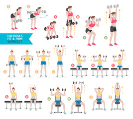 Fototapeta premium Woman workout fitness, aerobic and exercises. Vector Illustration.