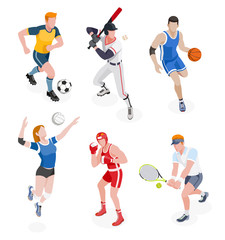 Group of sports people. Vector illustrations.