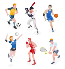 Fotobehang Group of sports people. Vector illustrations. © graphixmania