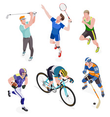 Group of sports people. Vector illustrations.