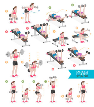 Woman workout fitness, aerobic and exercises. Vector Illustration.