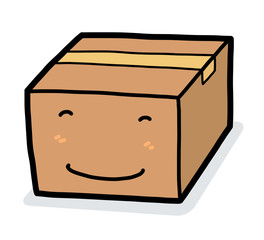 smile parcel box / cartoon vector and illustration, hand drawn style, isolated on white background.