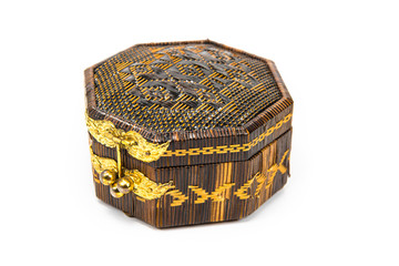 6 square box made of wood, placed on a white background.