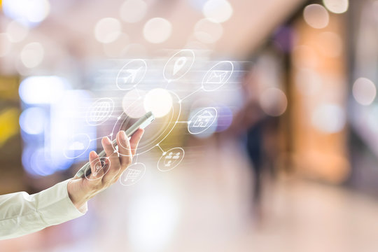 Multichannel marketing via cloud computing network on mobile smartphone app for digital shopping people lifestyle