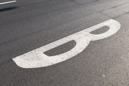 road marking letter b