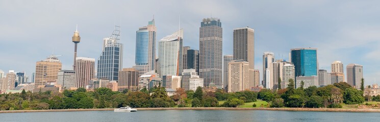 Panoramic view cityscape of Sydney with royal botanic garden in front, Australia.