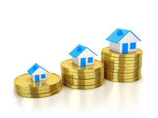 The concept of buying or selling housing. 3D illustration