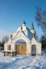Fototapeta na wymiar The Church of the Holy Face of Jesus Christ in the village of Marshovo, Komsomolsky district, Ivanovo region.