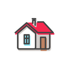 House with Red Roof Christmas Vector Illustration