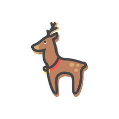 Reindeer with Bell Christmas Vector Illustration