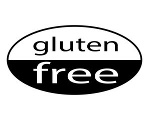Gluten Free Logo, Black and White Sign on White Background