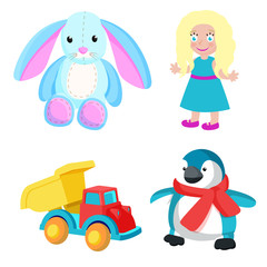 Toys Produced at Santa Factory Vector Illustration