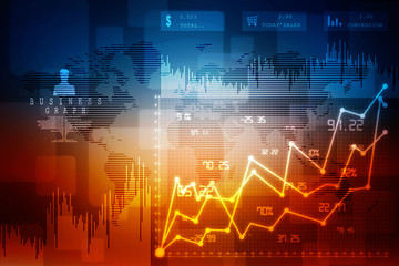2d rendering Stock market online business concept. business Graph 