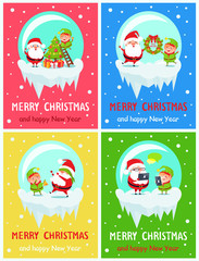 Merry Christmas and Happy New Year Greeting Cards
