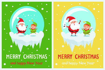 Merry Christmas Happy New Year Poster Santa Elf