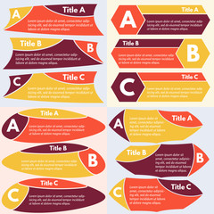 Four sets of three elements of infographic design. Step by step infographic design template. Vector illustration
