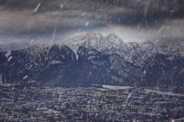 Snowy weather in zakopane city © ambrozinio