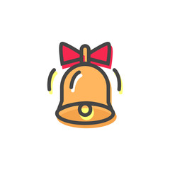 Bell with Red Bow Christmas Vector Illustration