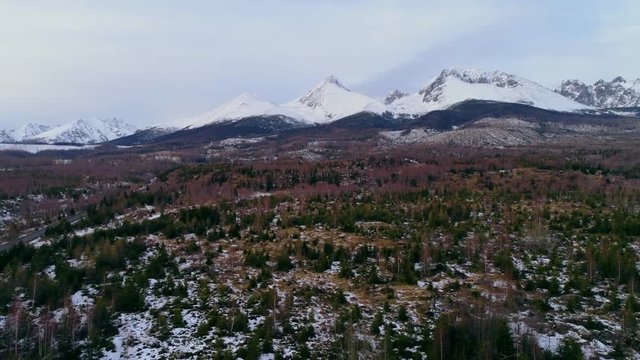 Aerial drone view of Tatra Mountains, Slovakia